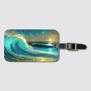 Étiquette À Bagage Vagues océaniques clignantes