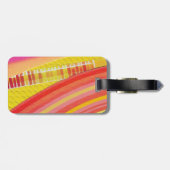Étiquette À Bagage vagues rose orange et jaune (Dos horizontal)
