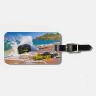 Étiquette À Bagage Vagues se brisant sur la plage, Hawaï