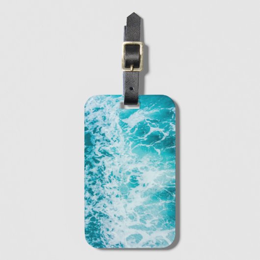 Étiquette À Bagage Vagues tropicales de l'océan bleu (Devant Vertical)