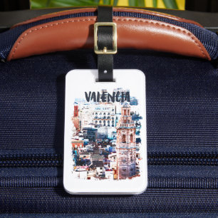 Étiquette À Bagage Valencia Espagne Architecture Aquarelle Voyage