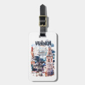 Étiquette À Bagage Valencia Espagne Architecture Aquarelle Voyage (Devant Vertical)