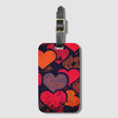 Étiquette À Bagage Valentine’s Day Heart Pattern – Retro Pop Art (Devant Vertical)
