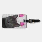 Étiquette À Bagage Valentines de chat noir (Devant horizontal)