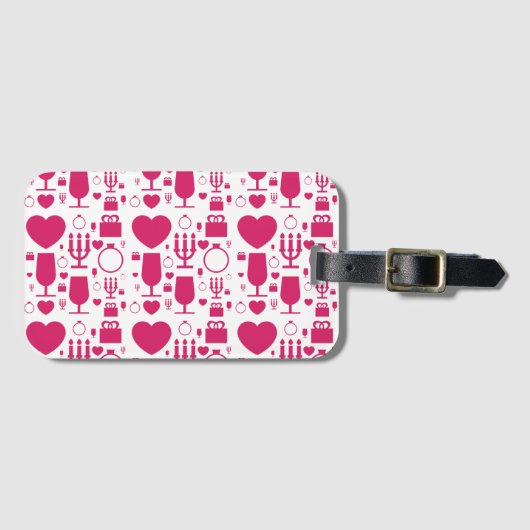 Étiquette À Bagage Valentines éléments de jour motif (Devant Horizontal)