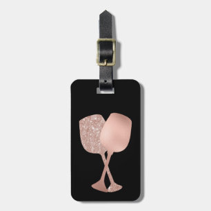 Étiquette À Bagage Valises Métallisées Verres à Vin Rose Gold