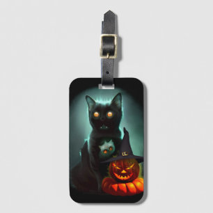 Étiquette À Bagage Vampire Chat et Assistant Citrouille Halloween Sur