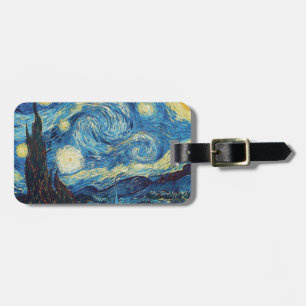 Étiquette À Bagage Van Gogh Nuit Étoilée Vintage Bleu Chef-d'œuvre