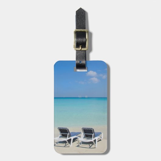 Étiquette À Bagage Varadero, Cuba. Sable et chaises de plage (Devant Vertical)