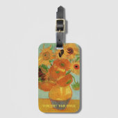 Étiquette À Bagage Vase avec douze tournesols par Vincent van Gogh (Devant Vertical)