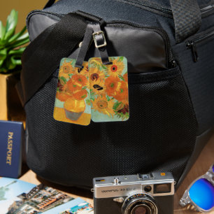 Étiquette À Bagage Vase avec douze tournesols par Vincent van Gogh