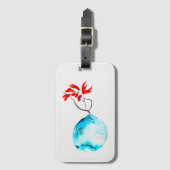 Étiquette À Bagage Vase bleu aquarelle ikebana (Devant Vertical)