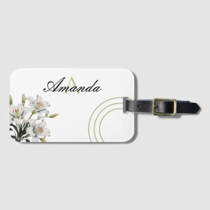 Étiquette À Bagage Vector Blanc & Lys Vert Stylish Monogramme