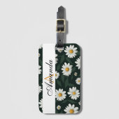 Étiquette À Bagage Vector White Daisy Nom du Motif Monogramme (Devant Vertical)
