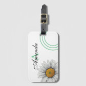 Étiquette À Bagage Vector White Daisy Nom floral Monogramme (Devant Vertical)