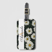 Étiquette À Bagage Vector White Daisy Seamless Motif Monogramme (Devant Vertical)