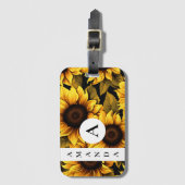 Étiquette À Bagage Vector Yellow Huge Nom de tournesol Monogramme (Devant Vertical)