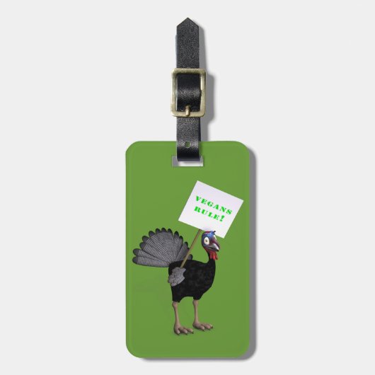 Étiquette À Bagage Vegans Rule ! (Devant Vertical)