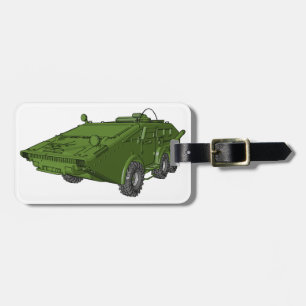 Étiquette À Bagage Véhicule militaire blindé vert