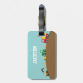 Étiquette À Bagage Véhicules mignons de construction pour des garçons (Dos Vertical)