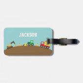 Étiquette À Bagage Véhicules mignons de construction pour des garçons (Dos horizontal)