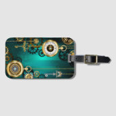 Étiquette À Bagage Veille bijoux Steampunk sur un Arrière - plan vert (Devant Horizontal)