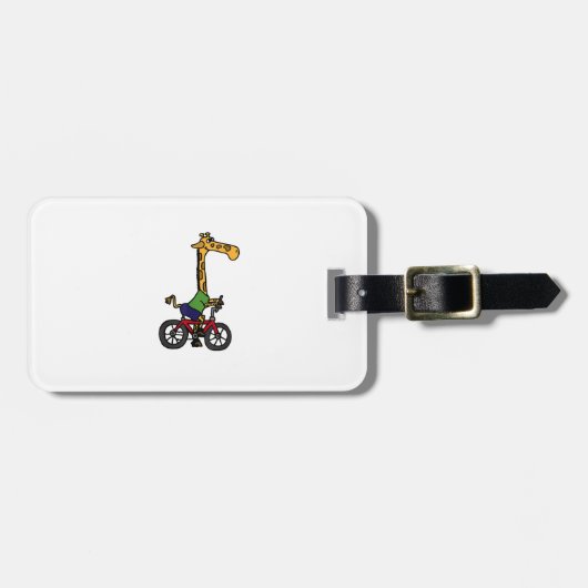 Étiquette À Bagage Vélo cool Giraffe équitation (Devant horizontal)