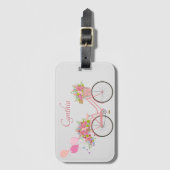 Étiquette À Bagage Vélo floral rose Whimsical Personnalisé (Devant Vertical)