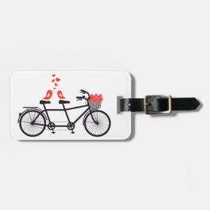 Étiquette À Bagage vélo tandem avec de mignons inséparables