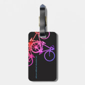 Étiquette À Bagage vélos colorés sur noir (Dos Vertical)