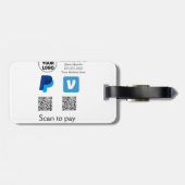 Étiquette À Bagage Venmo paypal scan pour payer ajouter q r code logo (Dos horizontal)