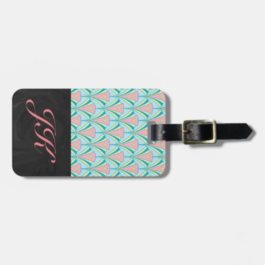 Étiquette À Bagage Ventilateur Art déco Miami Motif de répétition (Devant horizontal)