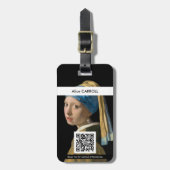 Étiquette À Bagage Vermeer - Fille à oreille perle - Code QR (Devant Vertical)