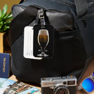 Étiquette À Bagage Verre Monogramme personnalisé de bière
