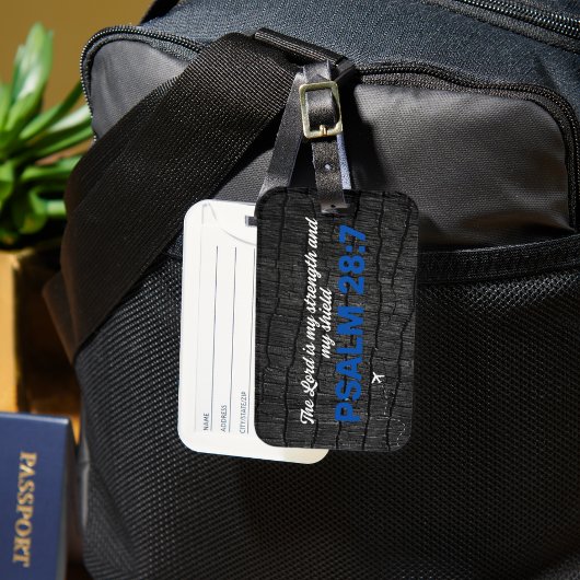 Étiquette À Bagage Verset de la Bible de Bois Brûlé Noir