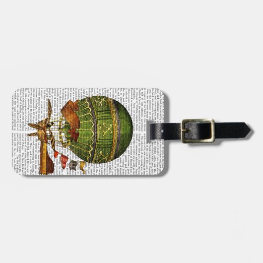 Étiquette À Bagage Vert ballon à air chaud (Devant horizontal)