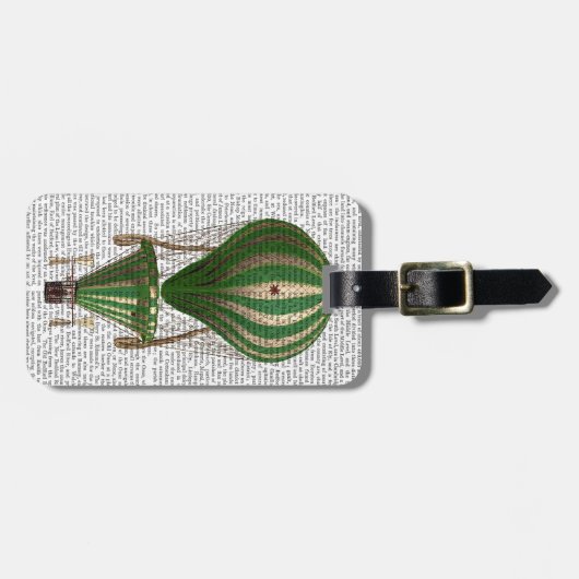 Étiquette À Bagage Vert ballon à air chaud (Devant horizontal)