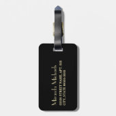 Étiquette À Bagage Vert Brossé Élégant Avec Monogramme Or Simple (Dos Vertical)