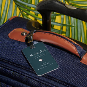 Étiquette À Bagage Vert coton simple et minimaliste Économisez la dat