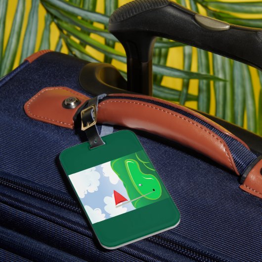 Étiquette À Bagage Vert de golf avec drapeau rouge et balle (Insitu Rectoal 1)