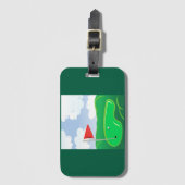 Étiquette À Bagage Vert de golf avec drapeau rouge et balle (Devant Vertical)