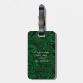 Étiquette À Bagage Vert émeraude et éléphant doré monogrammé (Dos Vertical)