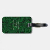 Étiquette À Bagage Vert émeraude et éléphant doré monogrammé (Dos horizontal)
