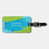 Étiquette À Bagage Vert et Bleu Vibrant Moderne Gras Trucs (Devant horizontal)