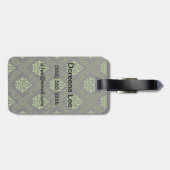 Étiquette À Bagage Vert floral de papier peint (Dos horizontal)