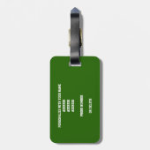 Étiquette À Bagage vert gris filles garçons équipe couleurs cadeaux v (Dos Vertical)