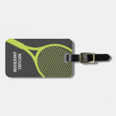 Étiquette À Bagage Vert nommé personnalisé et gris de raquette de (Devant horizontal)