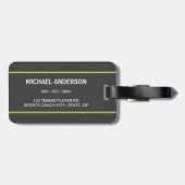 Étiquette À Bagage Vert nommé personnalisé et gris de raquette de (Dos horizontal)