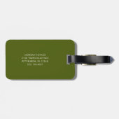 Étiquette À Bagage Vert olive | Monogramme Moderne (Dos horizontal)