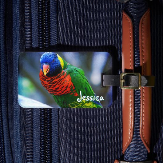 Étiquette À Bagage Vert Rouge Bleu Lorikeet Oiseau Nom personnalisé S (Insitu Rectoal 4)